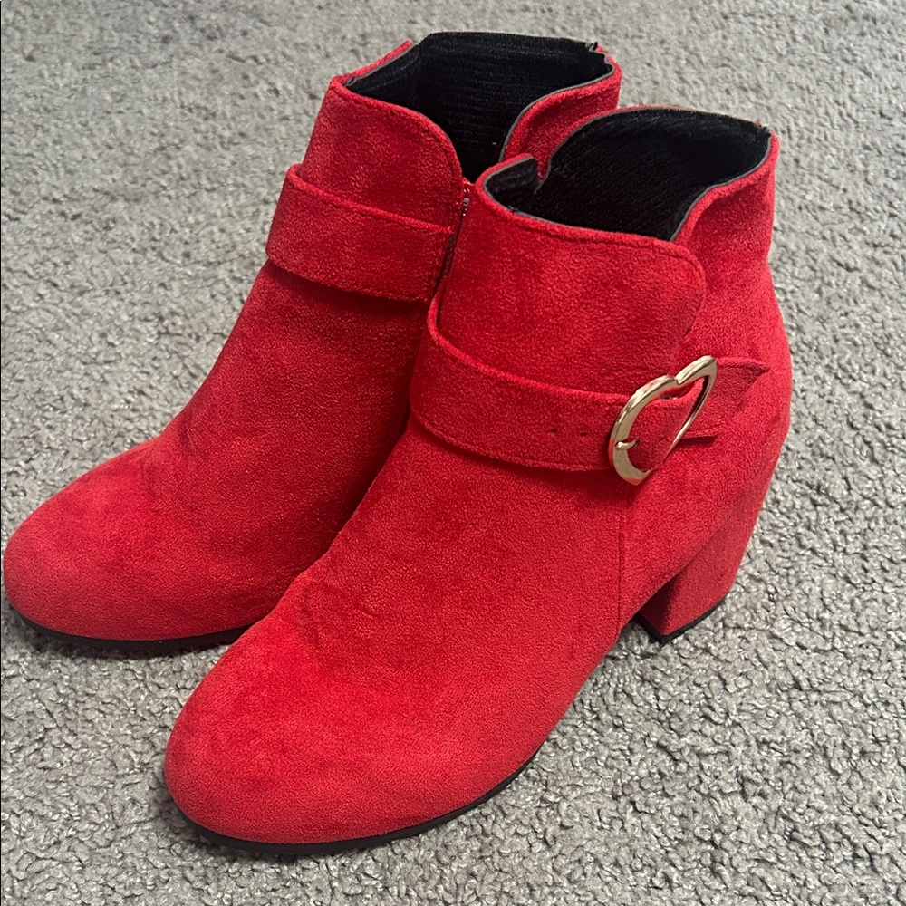 Red Suede Ankle Boots